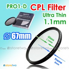 67mm Ultra Thin Pro1-D CPL Circular Polarizer Filter Lens 1.1mm Glass
