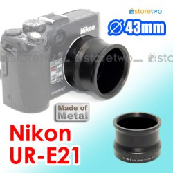 UR-E21 - JJC Nikon Metal Lens Filter Adapter Kit 43mm Coolpix P6000 UR-E21 - JJC Nikon Metal Lens Filter Adapter Kit 43mm Coolpix P6000