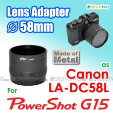 LA-DC58L - Kiwifotos Canon G15 Metal 58mm Conversion Lens Adapter