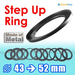 Metal Step Up 43mm to 52mm Filter Ring Adapter Mount 43-52mm Metal Step Up 43mm to 52mm Filter Ring Adapter Mount 43-52mm