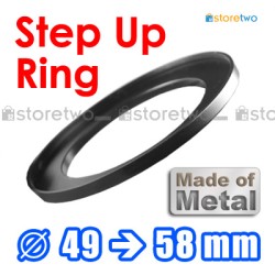 Metal Step Up 49mm to 58mm Filter Ring Adapter Mount 49-58mm Metal Step Up 49mm to 58mm Filter Ring Adapter Mount 49-58mm