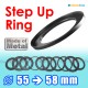 Metal Step Up 55mm to 58mm Filter Ring Adapter Mount 55-58mm