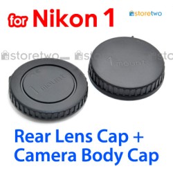 BF-N1000 LF-N1000 - JJC Nikon 1 Camera Body + Rear Lens Cap Cover Set