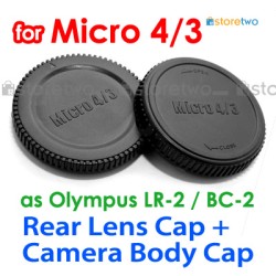 BC-2 LR-2 - JJC Olympus Micro 4/3 Camera Body + Rear Lens Cap Set