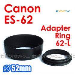 ES-62 L - JJC Canon Lens Hood EF 50mm f/1.8 II USM 52mm Adapter Ring L ES-62 L - JJC Canon Lens Hood EF 50mm f/1.8 II USM 52mm Adapter Ring L
