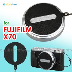 Fujifilm X70 Nappa Leather Lens Cap Keeper Strap Self Adhesive Black