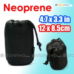 Neoprene Lens Pouch Bag Soft Case 4.7x3.3" 12x8.5cm Drawstring (S)