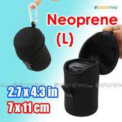 Neoprene Lens Pouch 2.7x4.3" 7x11cm Soft Case Metal Hook Velcro (L)