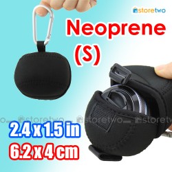 Neoprene Lens Pouch 2.4x1.5" 6.2x4cm Soft Case Metal Hook Velcro (S)
